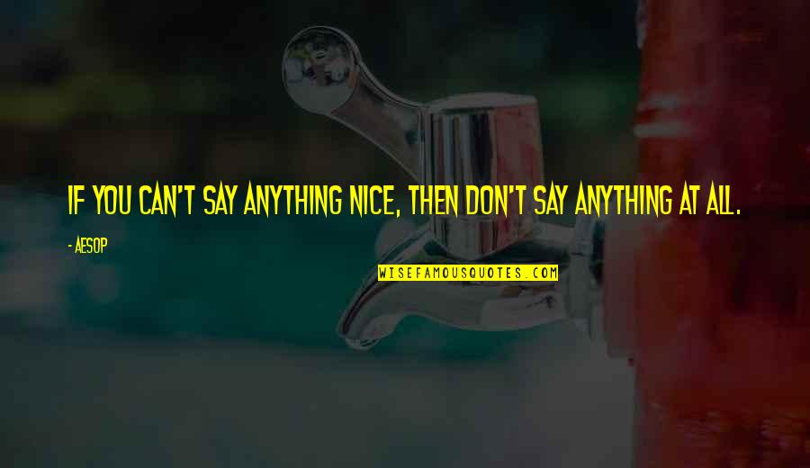 Don't Say Anything Quotes By Aesop: If you can't say anything nice, then don't
