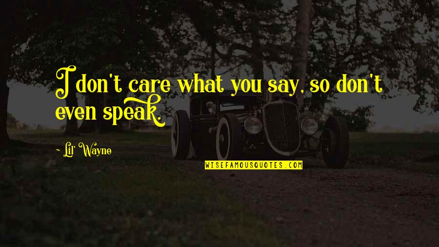 Don't Say Hate Quotes By Lil' Wayne: I don't care what you say, so don't