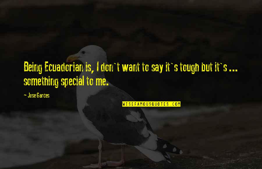 Don't Say Something Quotes By Jose Garces: Being Ecuadorian is, I don't want to say