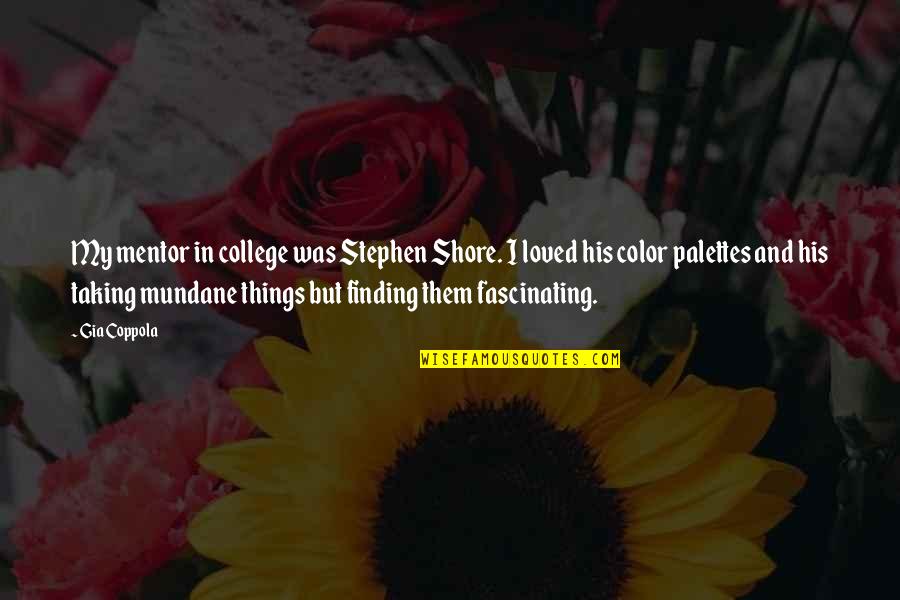 Don't Say Things You Will Regret Quotes By Gia Coppola: My mentor in college was Stephen Shore. I