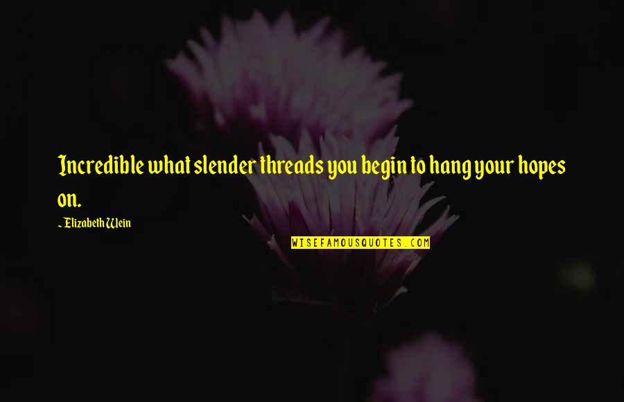 Dont Sell Yourself Short Judge Quote Quotes By Elizabeth Wein: Incredible what slender threads you begin to hang