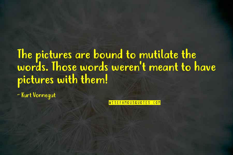 Don't Settle For Average Quotes By Kurt Vonnegut: The pictures are bound to mutilate the words.