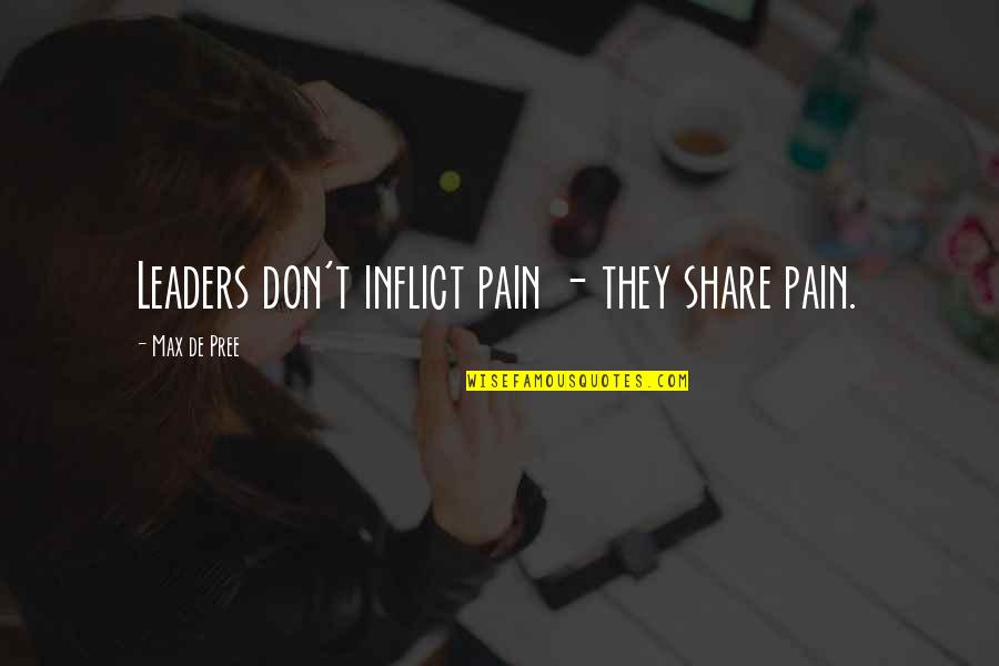 Don't Share Your Pain Quotes By Max De Pree: Leaders don't inflict pain - they share pain. Don't Share Your Pain Quotes By Max De Pree: Leaders don't inflict pain - they share pain.