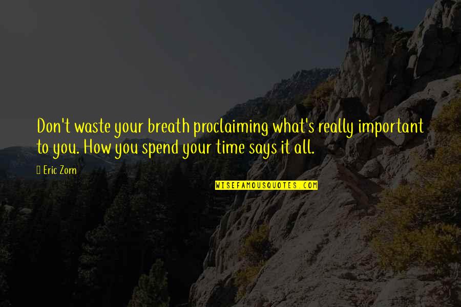 Don't Spend Time Quotes By Eric Zorn: Don't waste your breath proclaiming what's really important