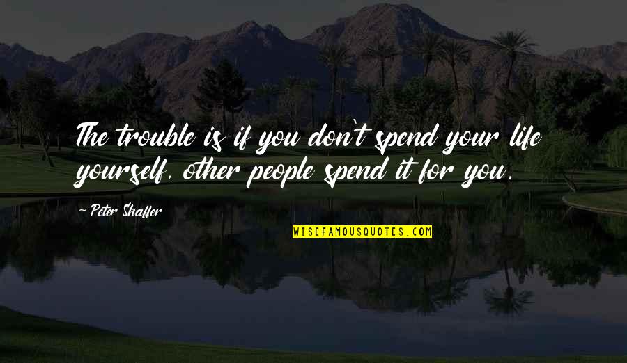 Don't Spend Your Life Quotes By Peter Shaffer: The trouble is if you don't spend your