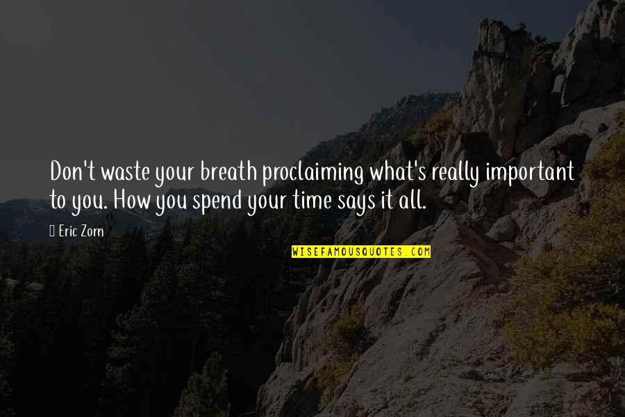 Don't Spend Your Time Quotes By Eric Zorn: Don't waste your breath proclaiming what's really important