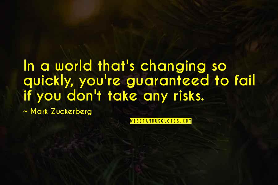 Don't Take Risk Quotes By Mark Zuckerberg: In a world that's changing so quickly, you're