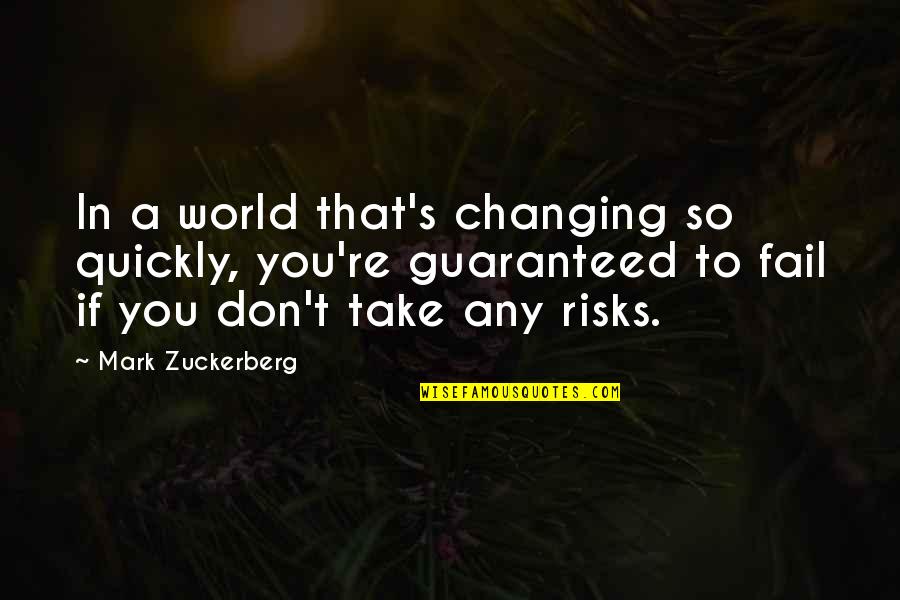 Don't Take Risks Quotes By Mark Zuckerberg: In a world that's changing so quickly, you're