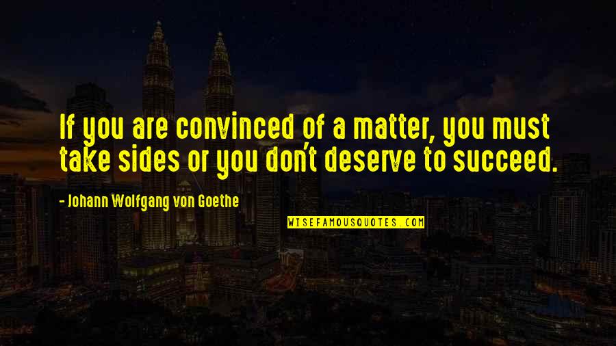 Don't Take Sides Quotes By Johann Wolfgang Von Goethe: If you are convinced of a matter, you