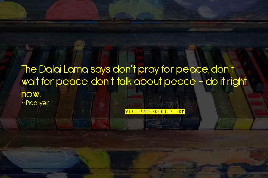 Don't Talk Just Do Quotes By Pico Iyer: The Dalai Lama says don't pray for peace,