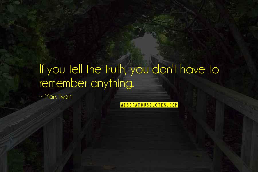 Don't Tell Lies Quotes By Mark Twain: If you tell the truth, you don't have