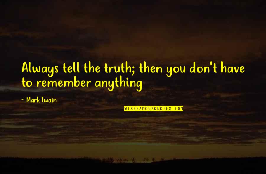 Don't Tell The Truth Quotes By Mark Twain: Always tell the truth; then you don't have