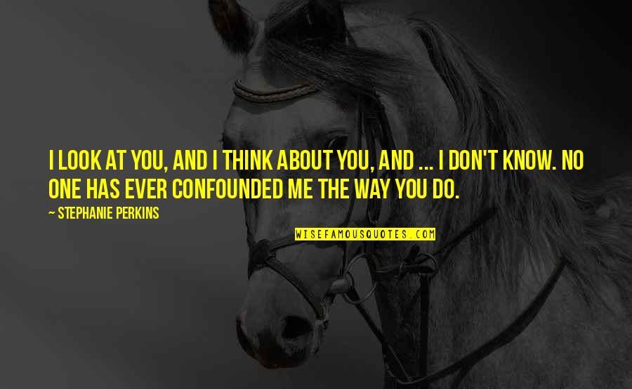 Don't Think About Love Quotes By Stephanie Perkins: I look at you, and I think about Don't Think About Love Quotes By Stephanie Perkins: I look at you, and I think about