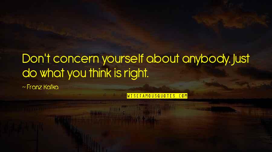 Don't Think Just Do Quotes By Franz Kafka: Don't concern yourself about anybody. Just do what