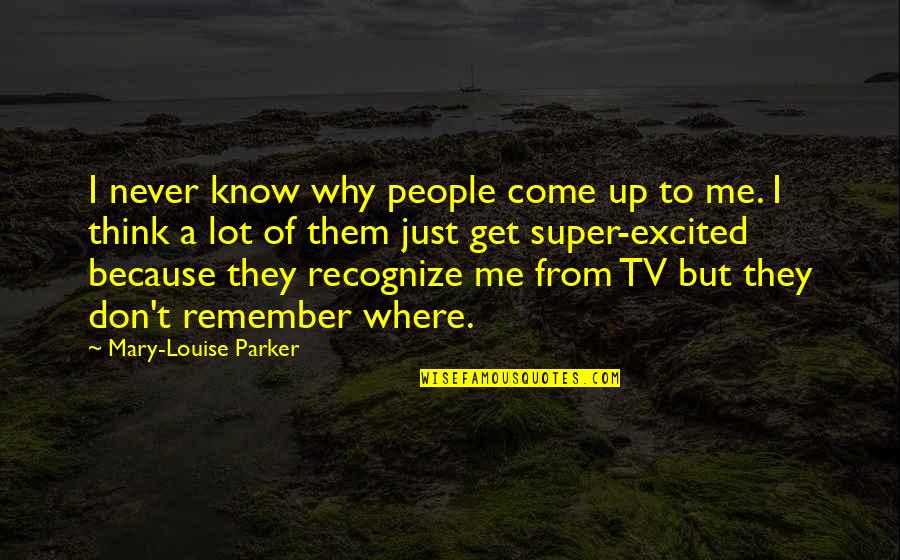 Don't Think They Know Quotes By Mary-Louise Parker: I never know why people come up to