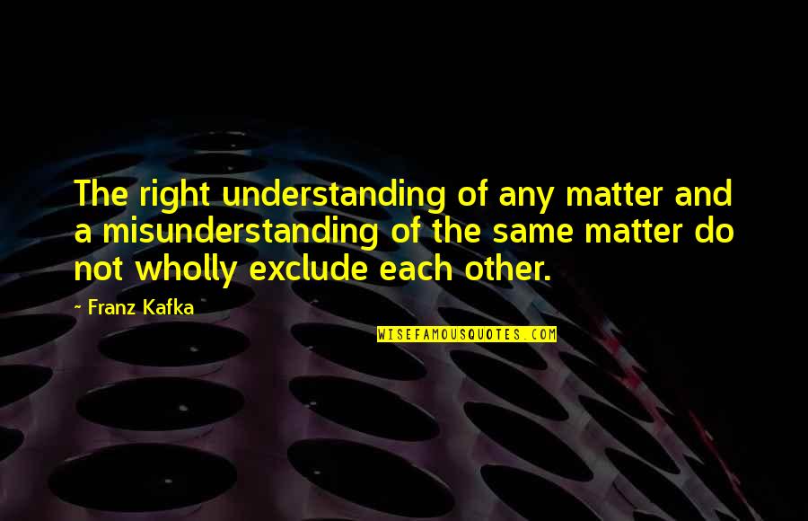 Dont Touch My Drum Set Quotes By Franz Kafka: The right understanding of any matter and a