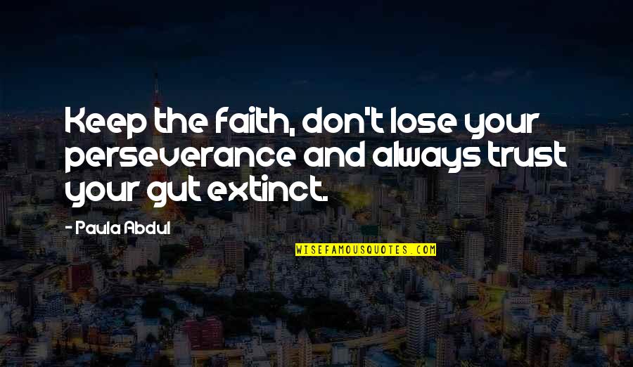 Don't Trust Your Gut Quotes By Paula Abdul: Keep the faith, don't lose your perseverance and