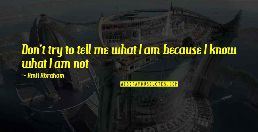 Don't Try Me Quotes By Amit Abraham: Don't try to tell me what I am