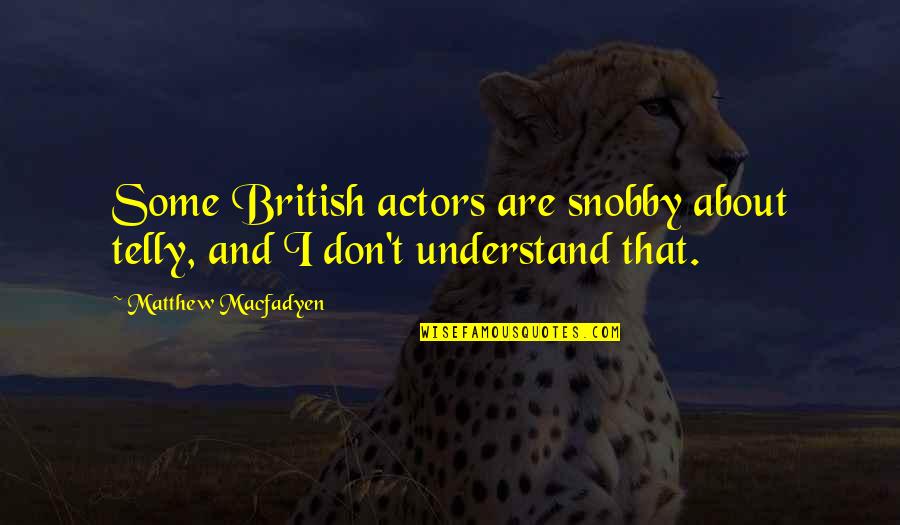 Don't Understand Quotes By Matthew Macfadyen: Some British actors are snobby about telly, and