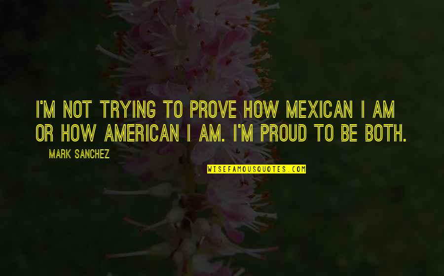 Dont Use Bad Words Quotes By Mark Sanchez: I'm not trying to prove how Mexican I