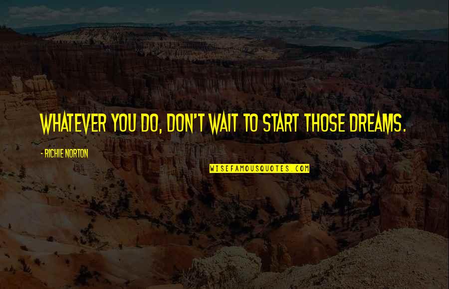 Don't Wait Start Now Quotes By Richie Norton: Whatever you do, don't wait to start those