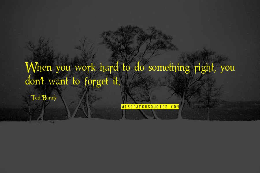 Don't Want To Forget You Quotes By Ted Bundy: When you work hard to do something right,