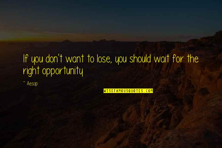 Don't Want To Lose You Now Quotes By Aesop: If you don't want to lose, you should