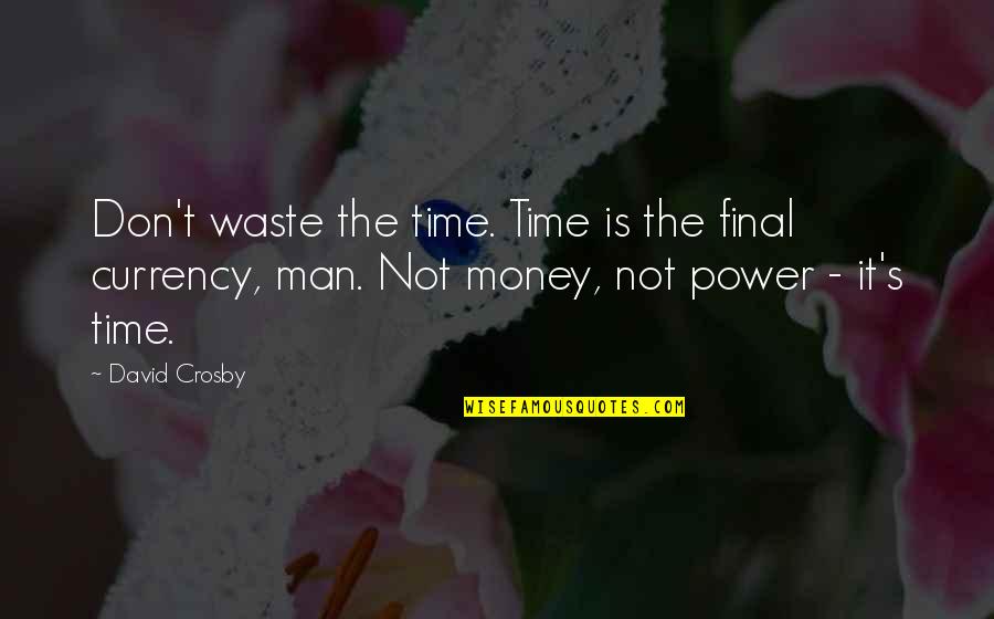 Don't Waste Money Quotes By David Crosby: Don't waste the time. Time is the final