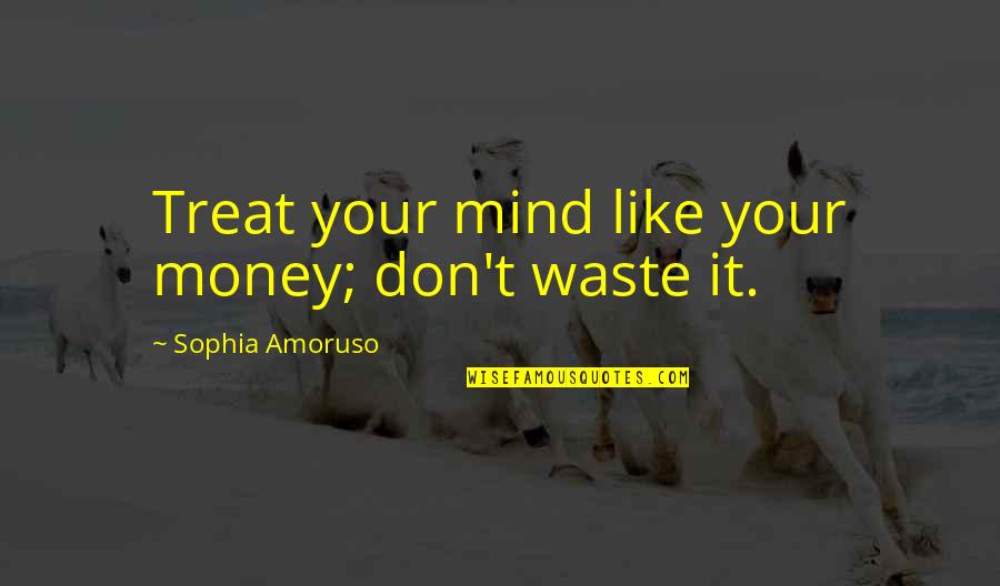 Don't Waste Money Quotes By Sophia Amoruso: Treat your mind like your money; don't waste