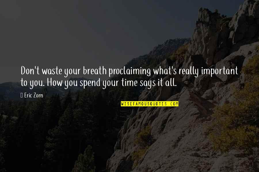 Don't Waste My Time Quotes By Eric Zorn: Don't waste your breath proclaiming what's really important