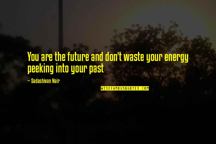 Don't Waste Your Energy Quotes By Sadashivan Nair: You are the future and don't waste your