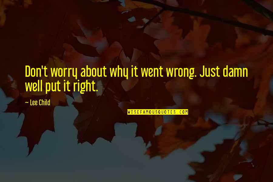 Don't Worry About It Quotes By Lee Child: Don't worry about why it went wrong. Just