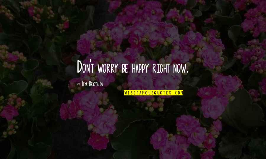 Don't Worry Be Happy Quotes By Ilya Bryzgalov: Don't worry be happy right now.