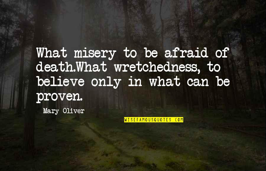 Dontes West Quotes By Mary Oliver: What misery to be afraid of death.What wretchedness, Dontes West Quotes By Mary Oliver: What misery to be afraid of death.What wretchedness,