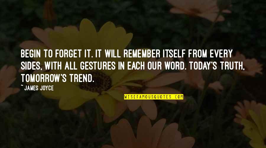 Donut Hole Quotes By James Joyce: Begin to forget it. It will remember itself Donut Hole Quotes By James Joyce: Begin to forget it. It will remember itself