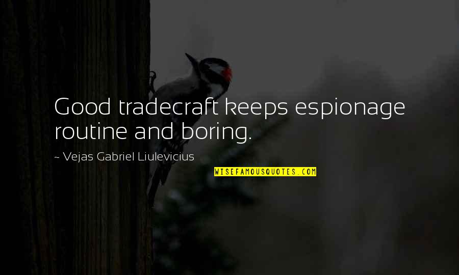 Doolen Oil Quotes By Vejas Gabriel Liulevicius: Good tradecraft keeps espionage routine and boring.