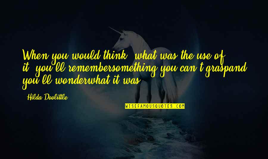Doolittle's Quotes By Hilda Doolittle: When you would think,"what was the use of