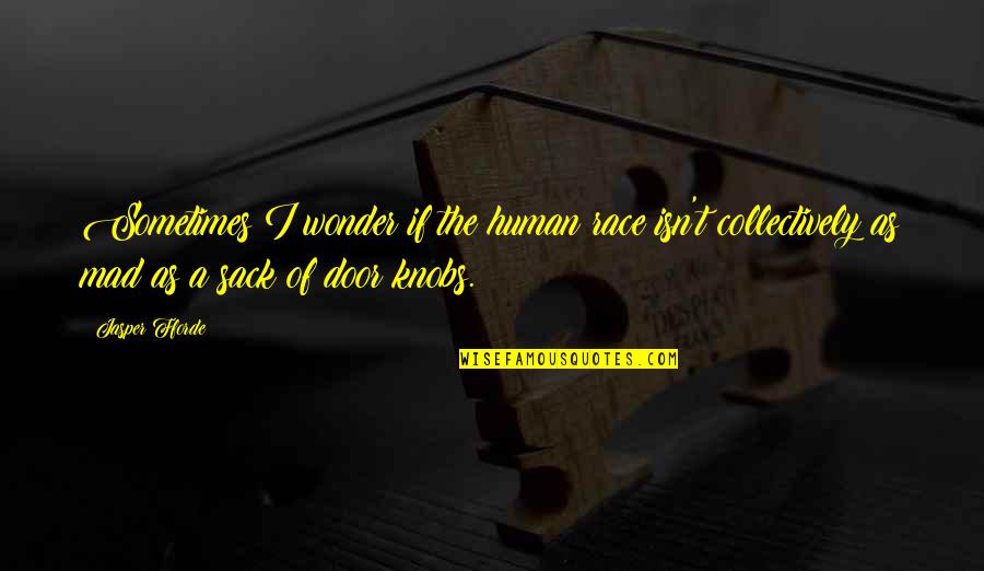 Door Knobs Quotes By Jasper Fforde: Sometimes I wonder if the human race isn't Door Knobs Quotes By Jasper Fforde: Sometimes I wonder if the human race isn't