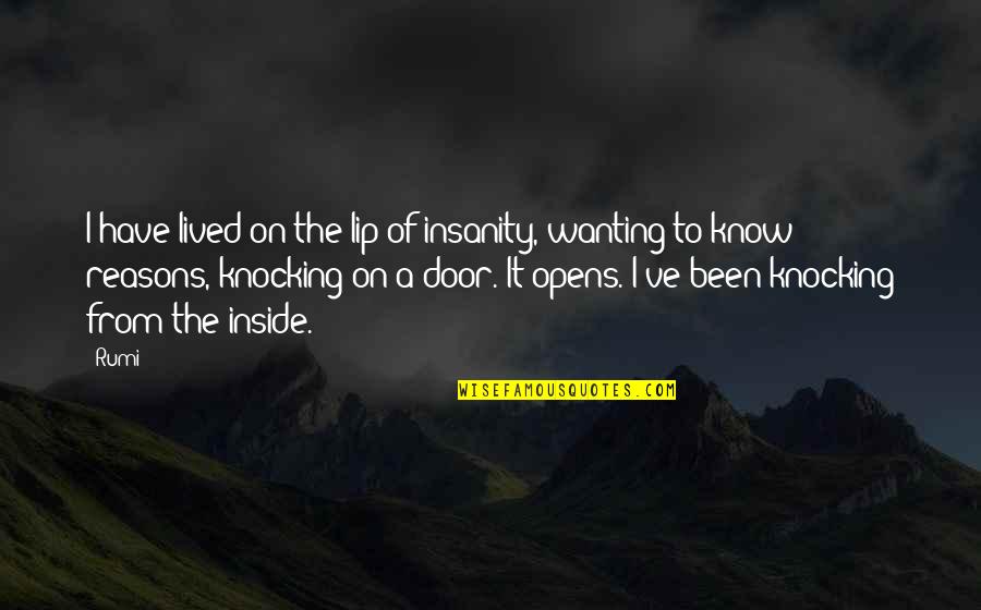 Door Knocking Quotes By Rumi: I have lived on the lip of insanity, Door Knocking Quotes By Rumi: I have lived on the lip of insanity,