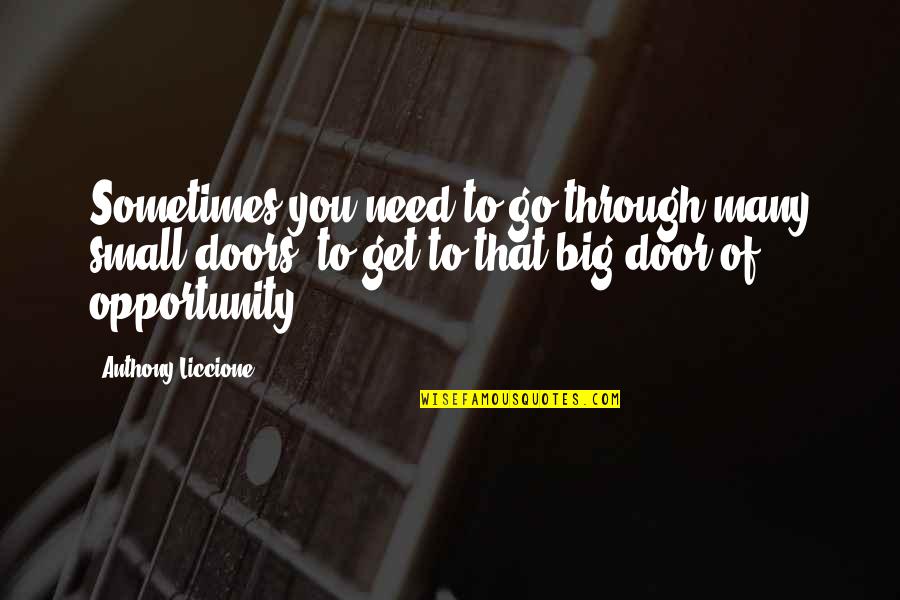 Door Of Opportunity Quotes By Anthony Liccione: Sometimes you need to go through many small