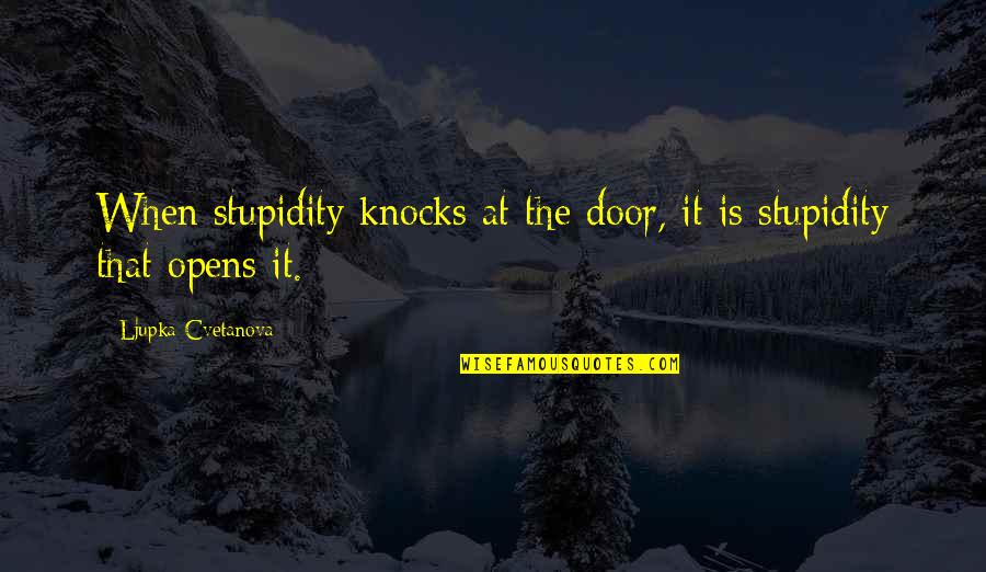 Door Opens Quotes By Ljupka Cvetanova: When stupidity knocks at the door, it is Door Opens Quotes By Ljupka Cvetanova: When stupidity knocks at the door, it is