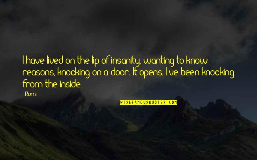 Door Opens Quotes By Rumi: I have lived on the lip of insanity, Door Opens Quotes By Rumi: I have lived on the lip of insanity,