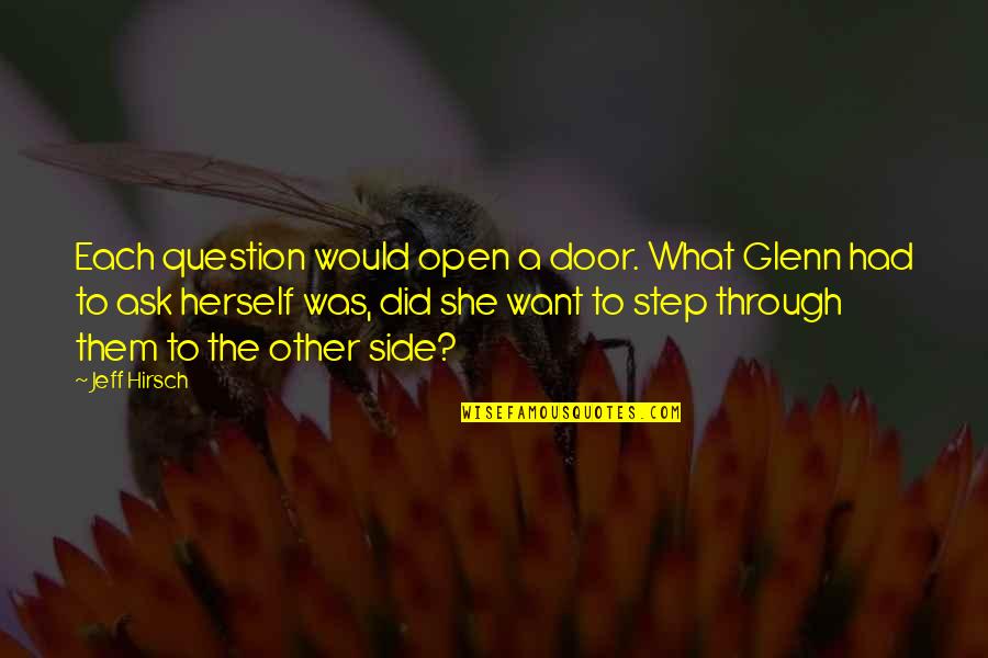 Door Side Quotes By Jeff Hirsch: Each question would open a door. What Glenn Door Side Quotes By Jeff Hirsch: Each question would open a door. What Glenn