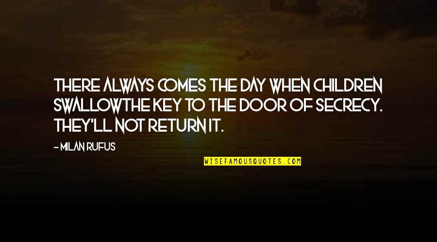 Door'll Quotes By Milan Rufus: There always comes the day when children swallowthe