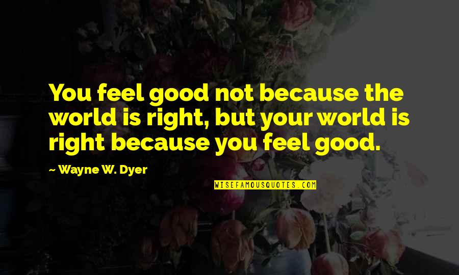 Dooty Quotes By Wayne W. Dyer: You feel good not because the world is