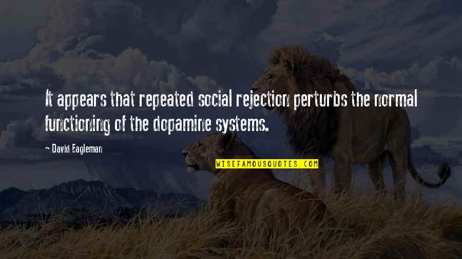 Dopamine Quotes By David Eagleman: It appears that repeated social rejection perturbs the