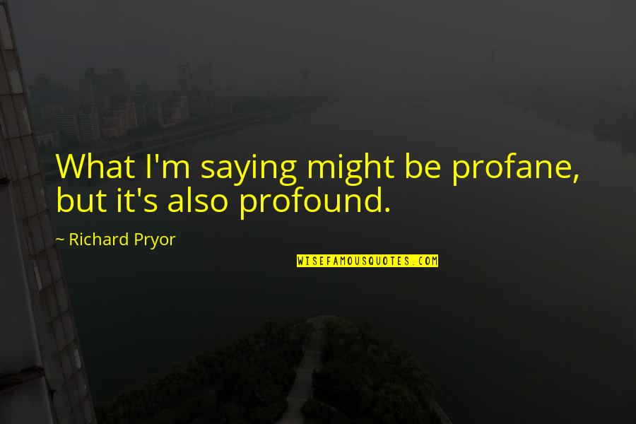Dope Sick Love Quotes By Richard Pryor: What I'm saying might be profane, but it's