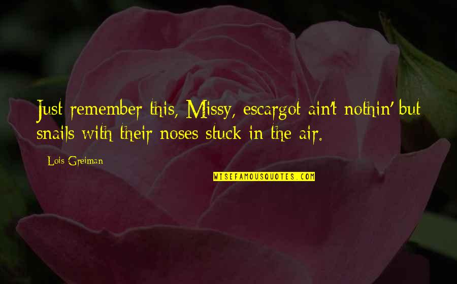 Doreena Brown Quotes By Lois Greiman: Just remember this, Missy, escargot ain't nothin' but