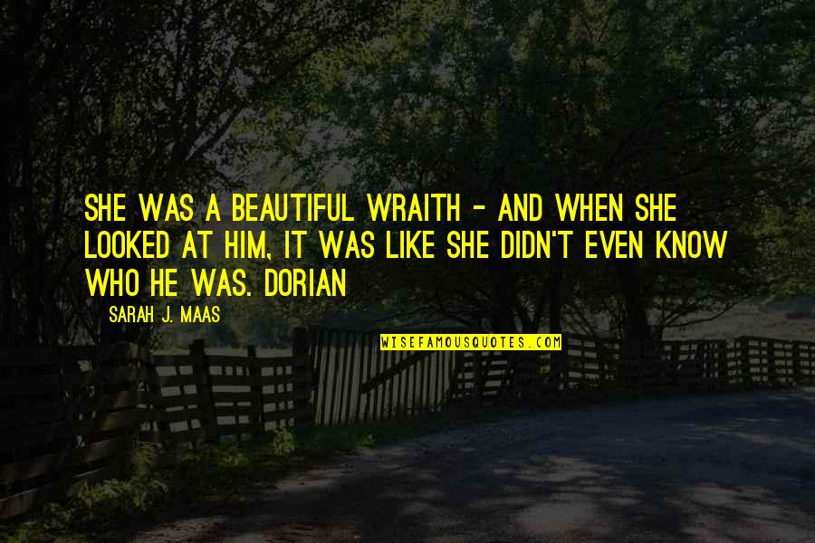 Dorian's Quotes By Sarah J. Maas: She was a beautiful wraith - and when
