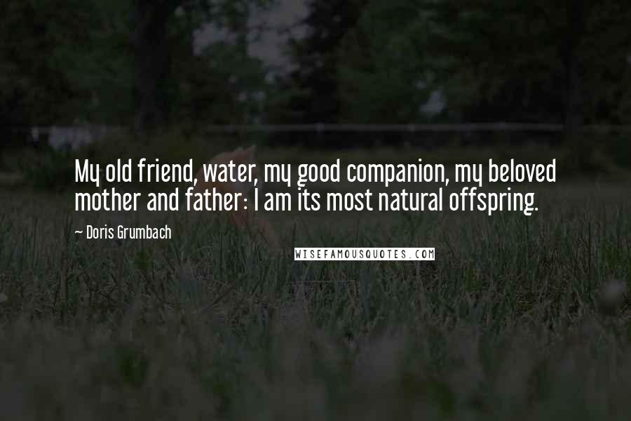 Doris Grumbach quotes: My old friend, water, my good companion, my beloved mother and father: I am its most natural offspring.